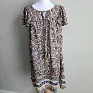 Knox Rose Dress Womens Medium Multicolor Ditsy Floral Boho Flutter Sleeve Beachy